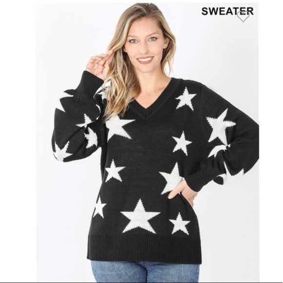 🌺2/$35 sale star print sweater matching face mask - Picture 4 of 4